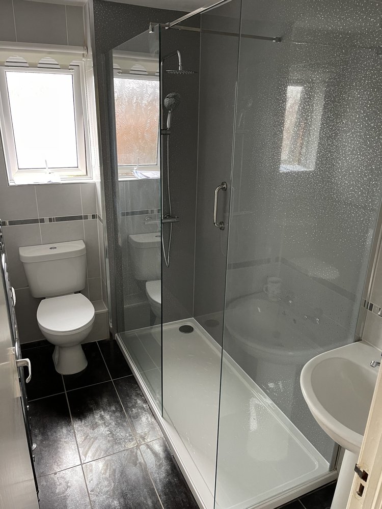 After renovation, bath-to-shower project 83
