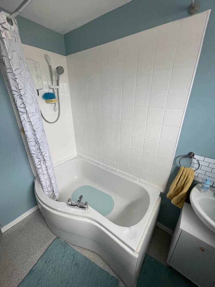 Before renovation, bath-to-shower Ashington project