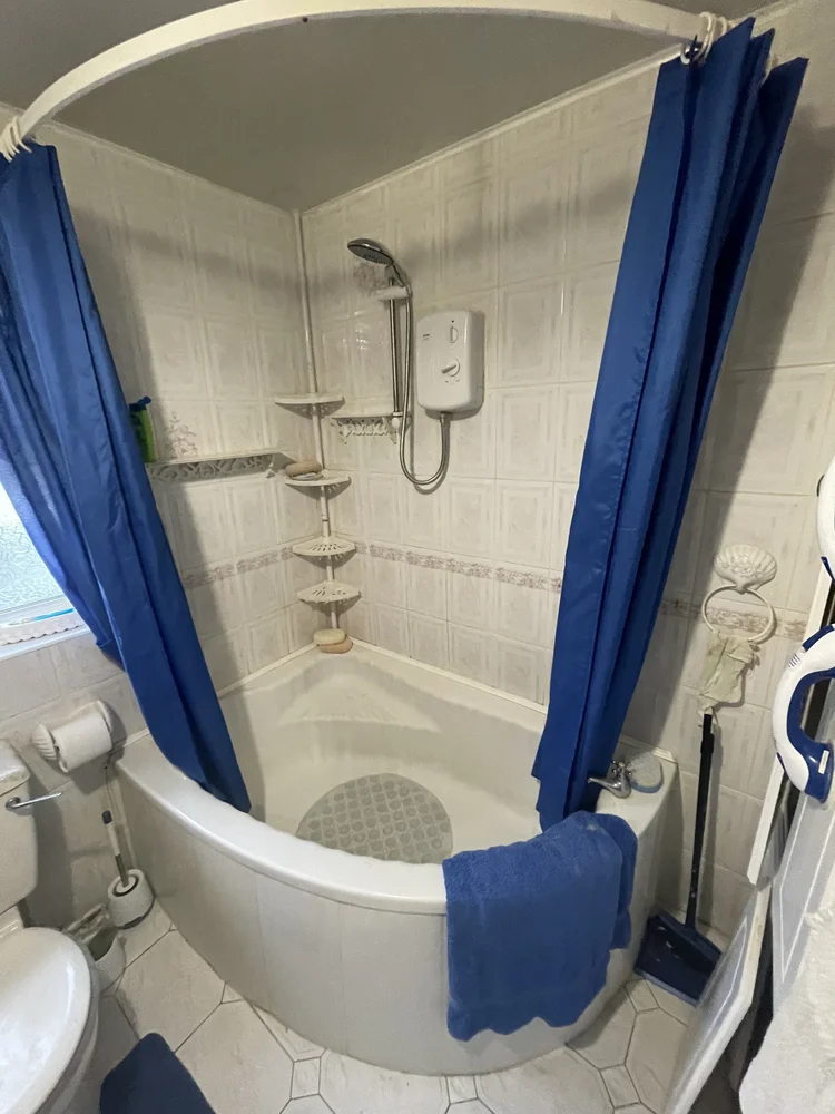Before renovation, bath-to-shower project 111