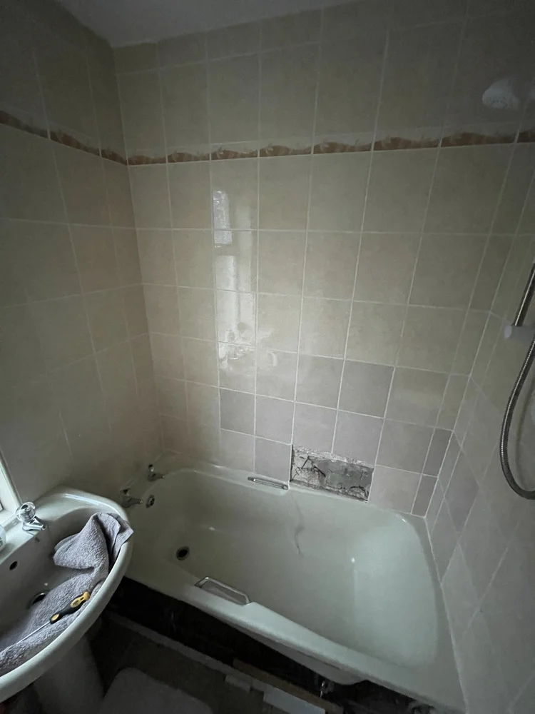 Before renovation, bath-to-shower Morpeth project