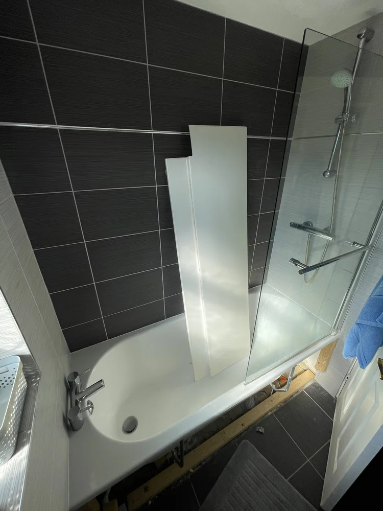 Before renovation, bath-to-shower project 73