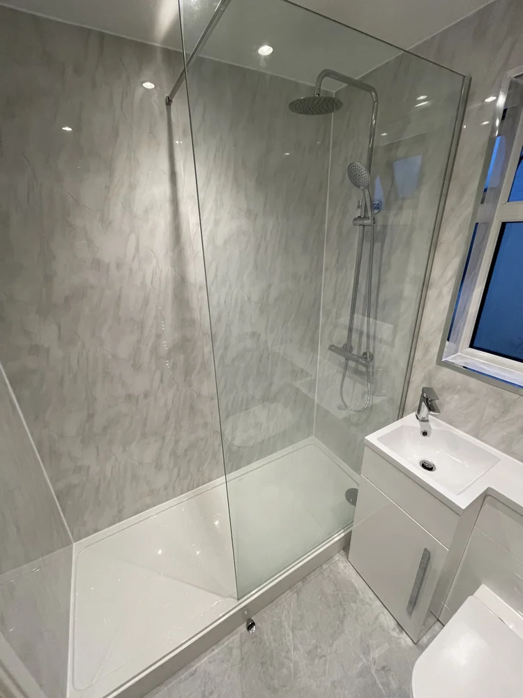 After renovation, bath-to-shower project 99
