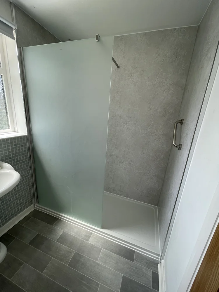 After renovation, bath-to-shower project 75