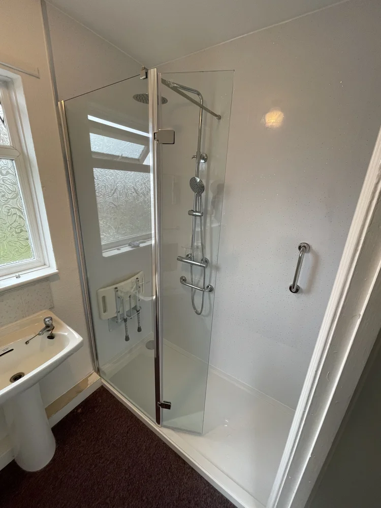 After renovation, bath-to-shower project 44
