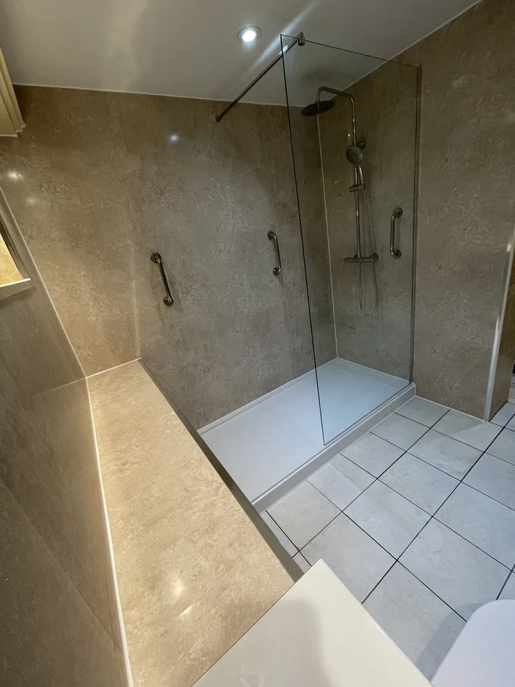 After renovation, bath-to-shower project 103