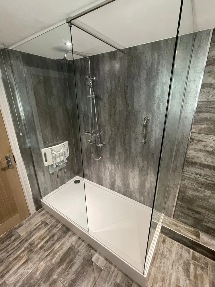 After renovation, bath-to-shower project 50