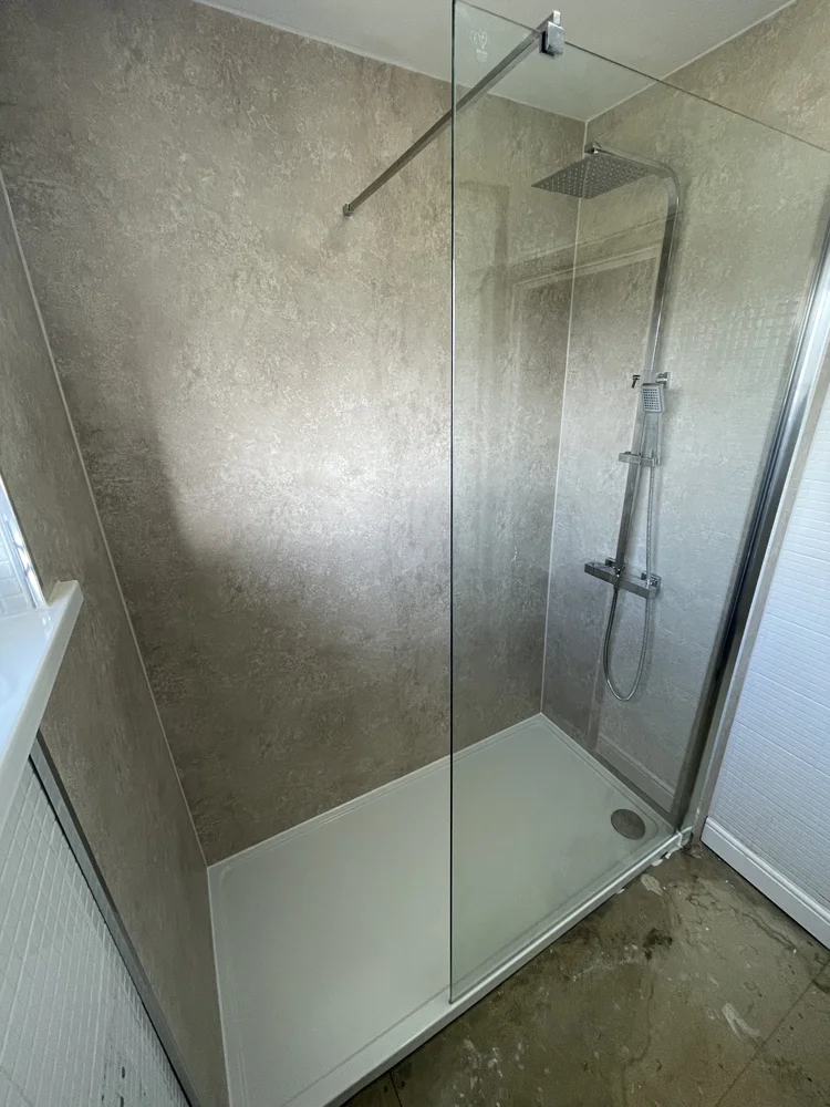 After renovation, bath-to-shower project 123