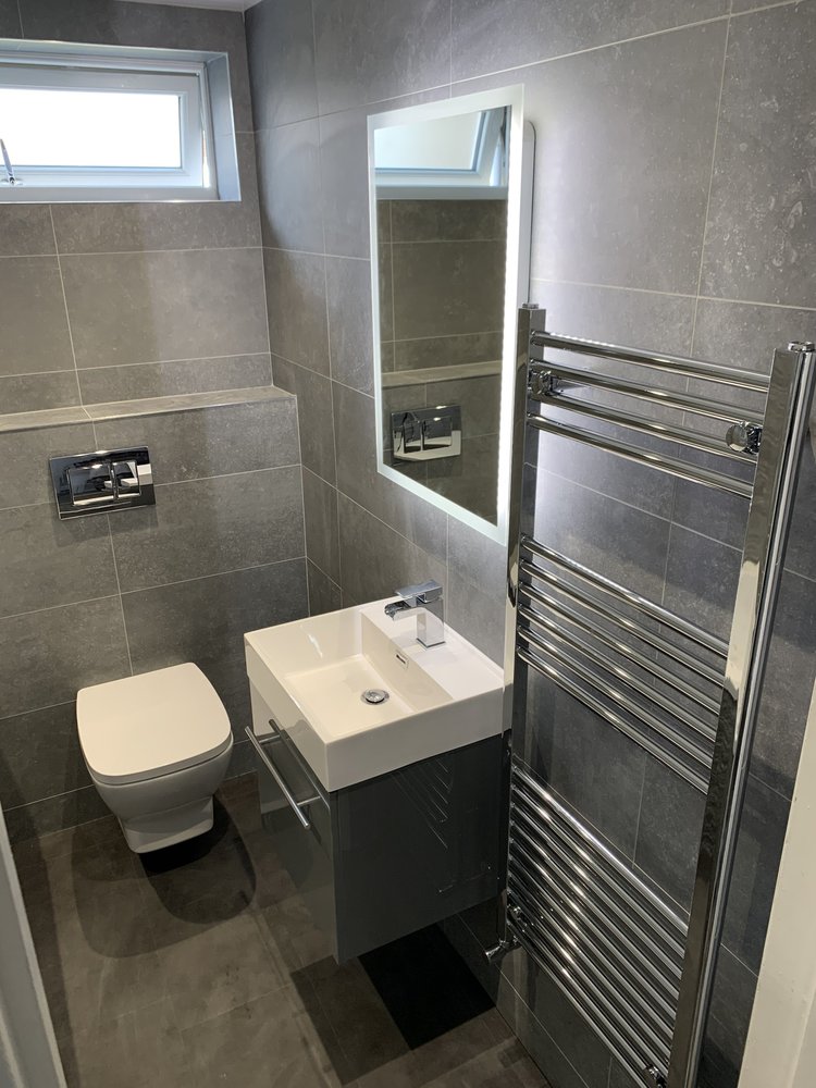 Completed Washington bathroom installation, view 2