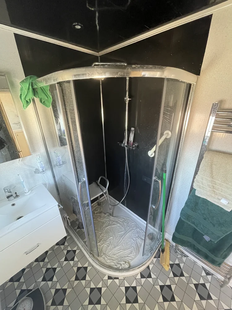 Before renovation, bath-to-shower project 49
