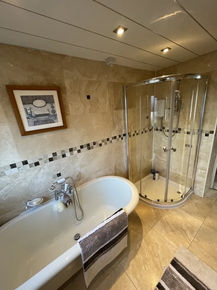 Before renovation, bath-to-shower project 90