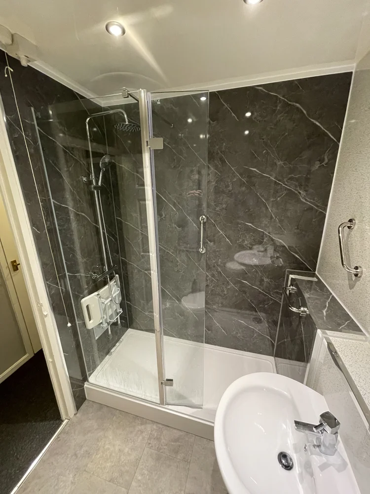 After renovation, bath-to-shower project 94