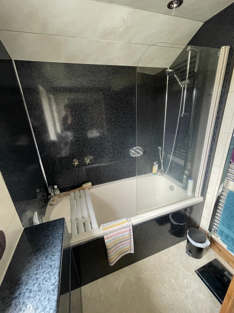 Before renovation, bath-to-shower Gateshead project