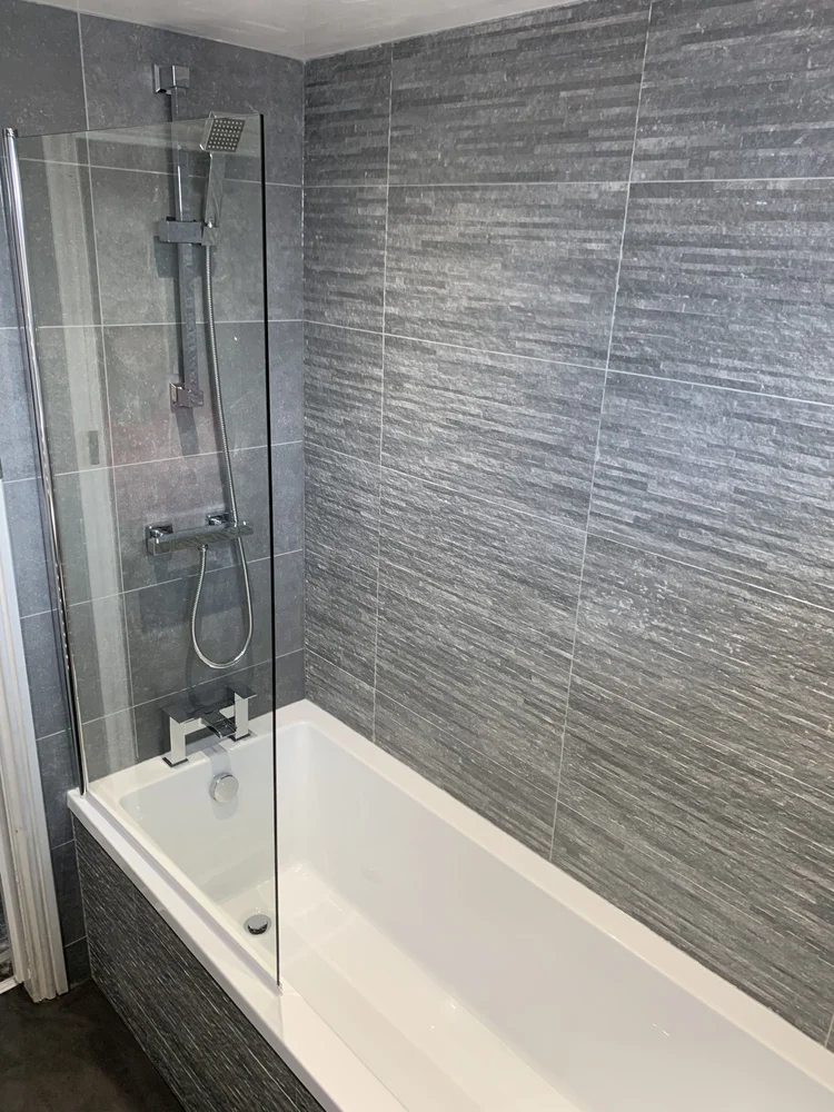 Completed Washington bathroom installation, view 1
