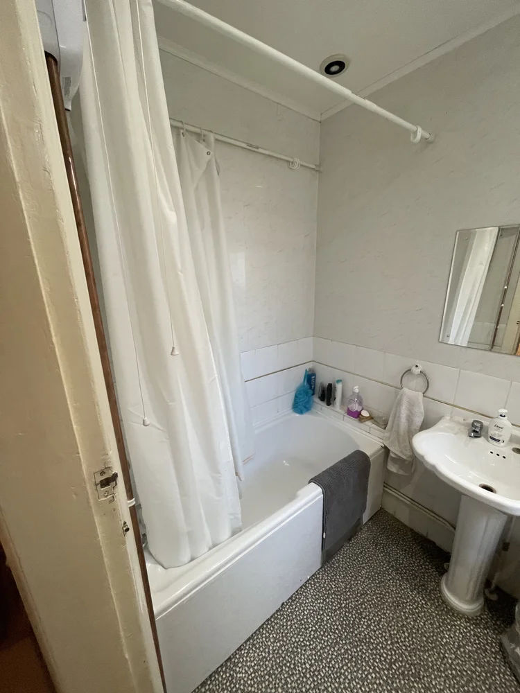 Before renovation, bath-to-shower South Shields project