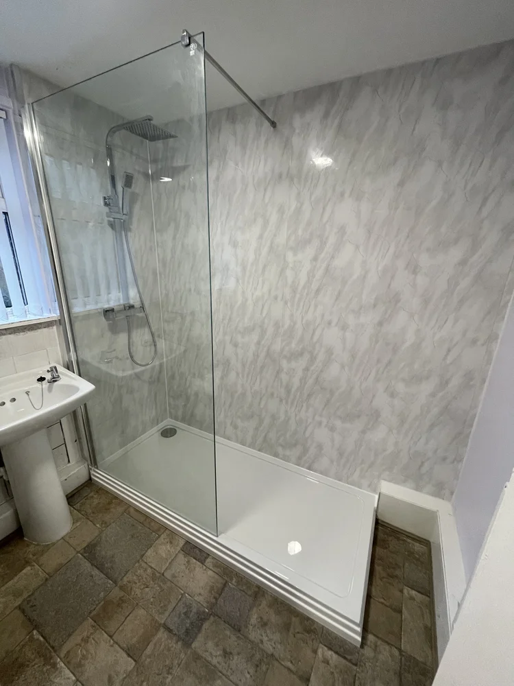 After renovation, bath-to-shower project 121