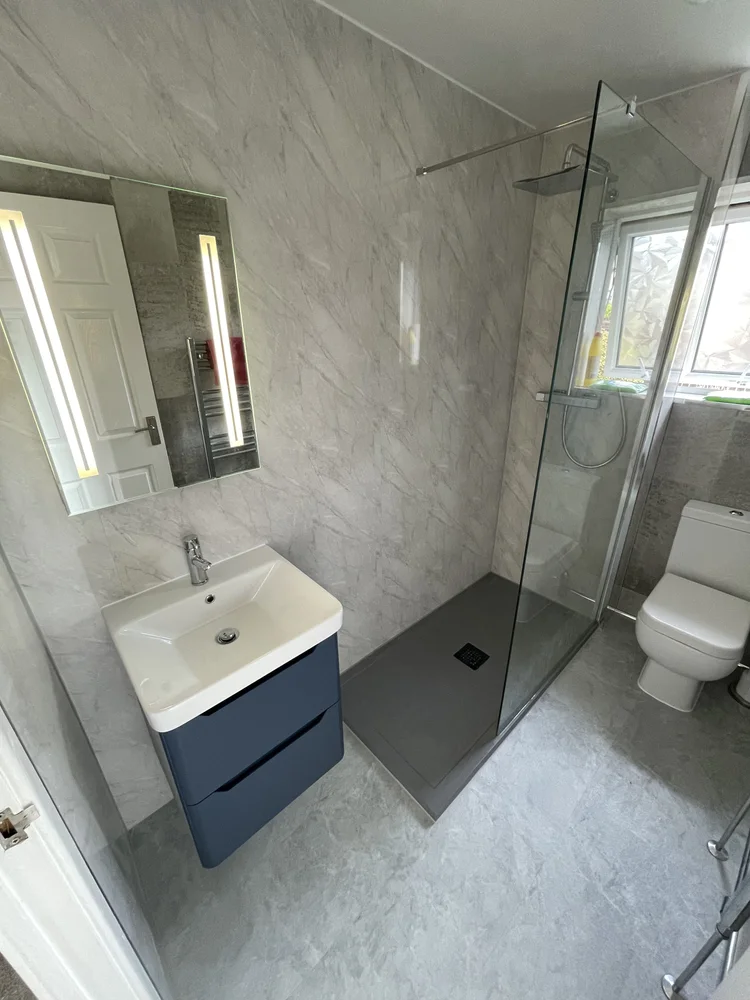 After renovation, bath-to-shower project 81
