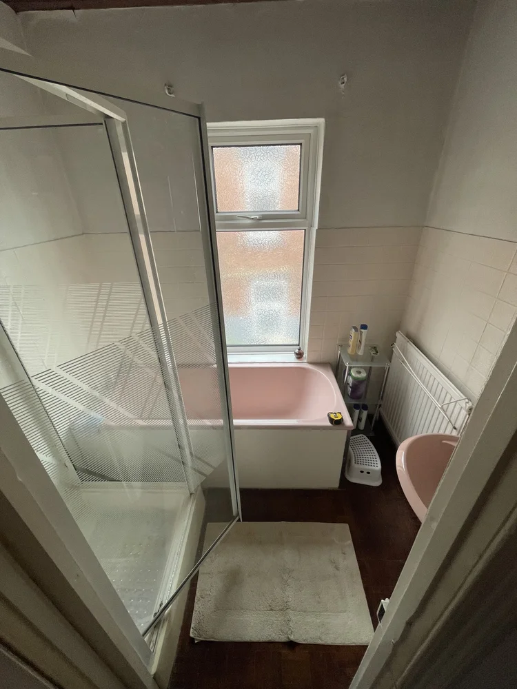 Before renovation, bath-to-shower project 29