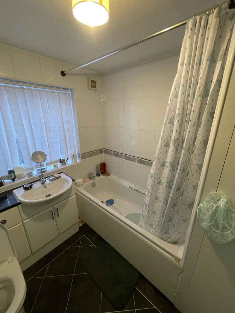 Before renovation, bath-to-shower project 80