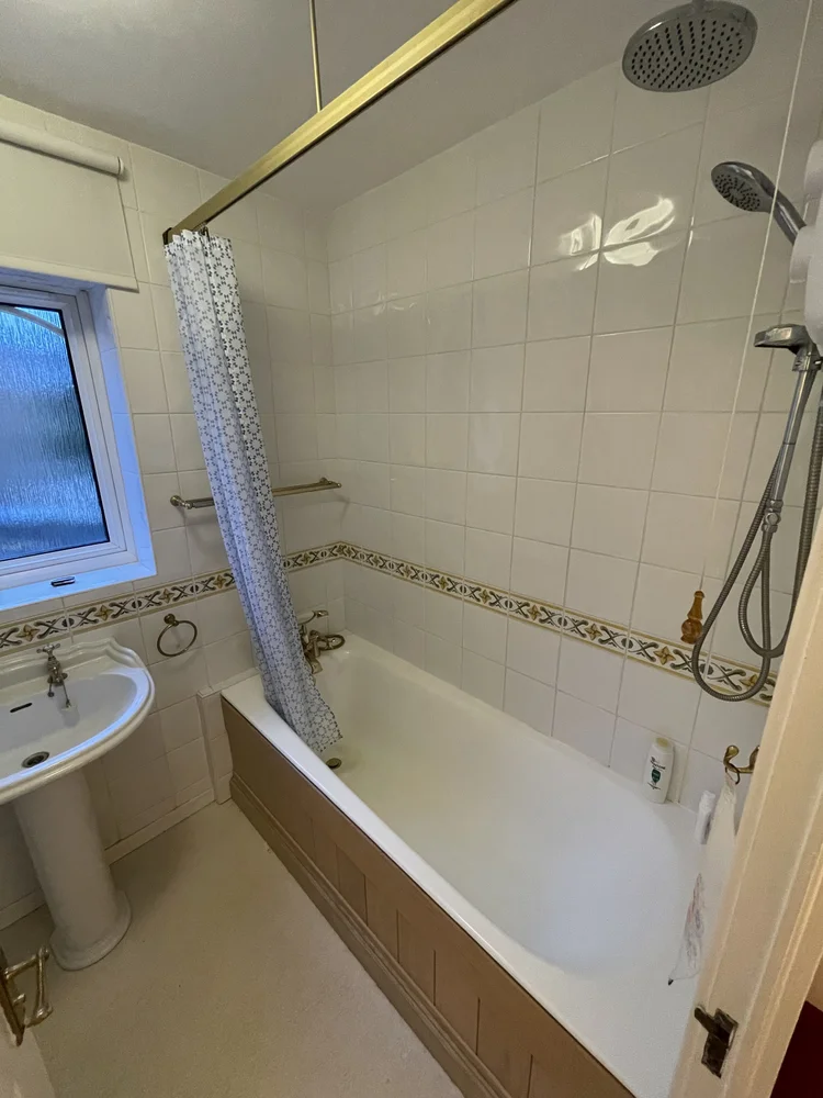 Before renovation, bath-to-shower project 54