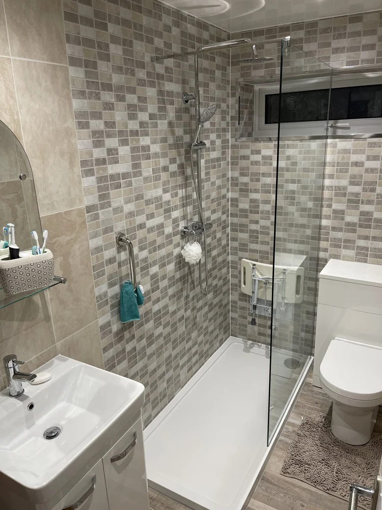 After renovation, bath-to-shower project 93
