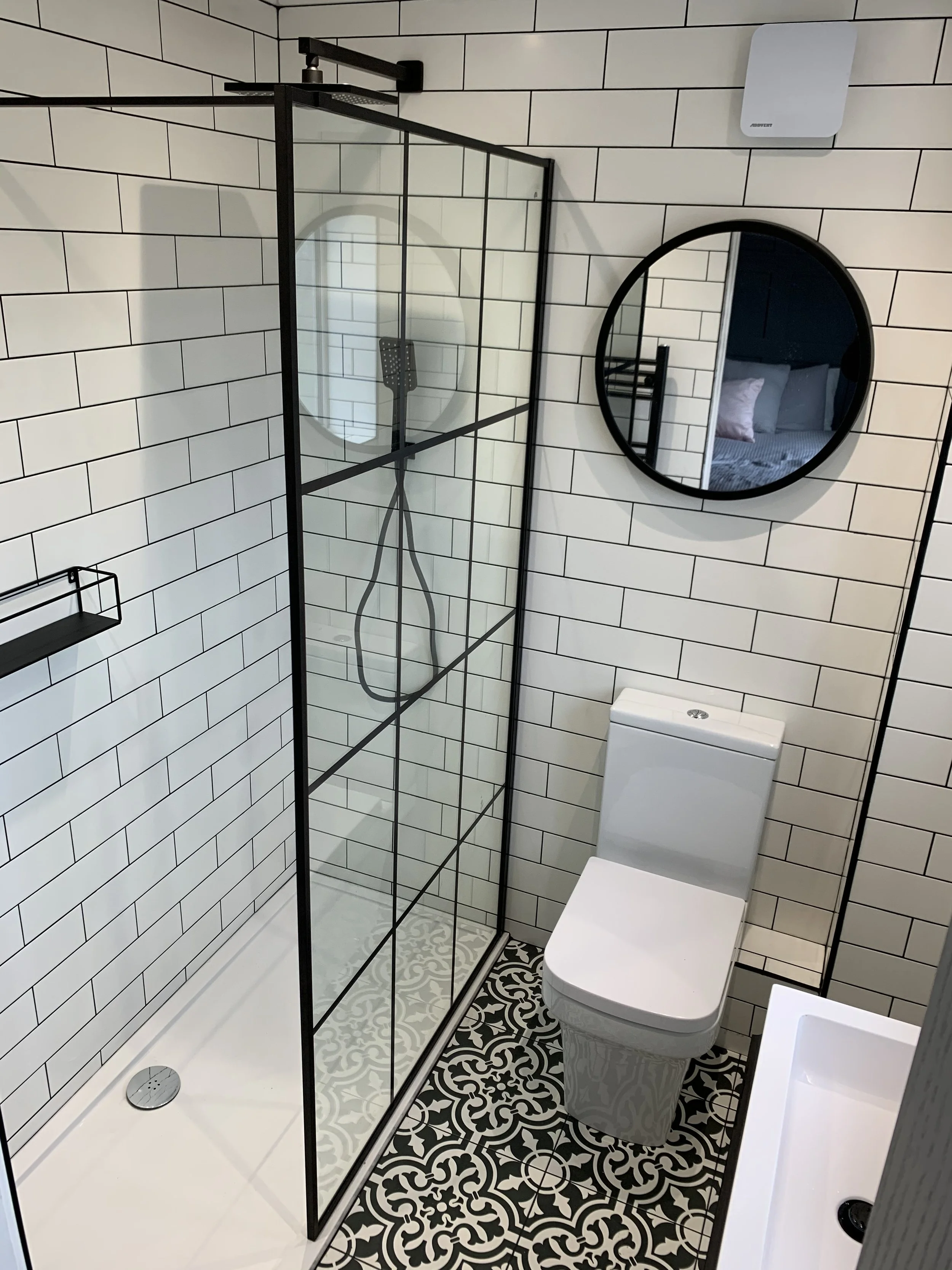 Black-framed shower room