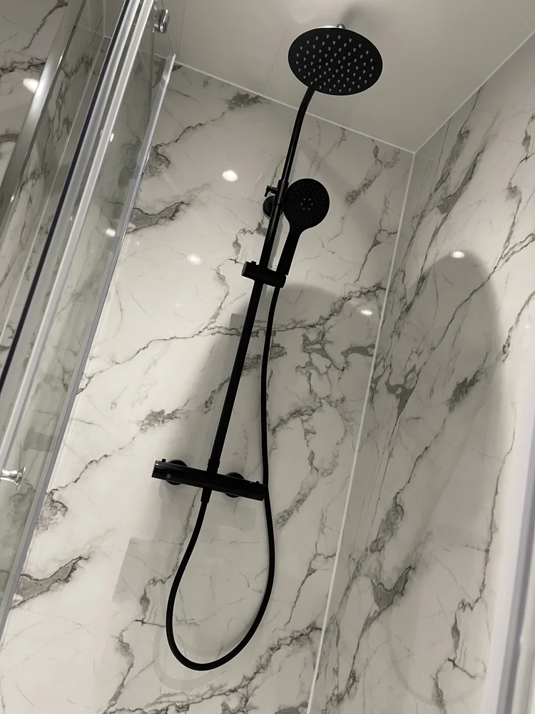 Wall-panelled bathroom installation, photograph 106