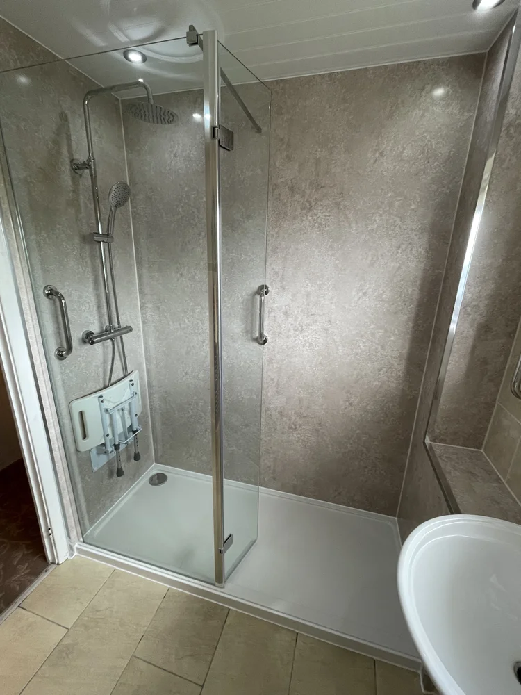After renovation, bath-to-shower project 36