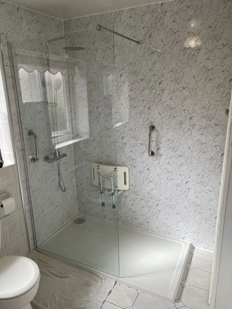 After renovation, bath-to-shower project 111