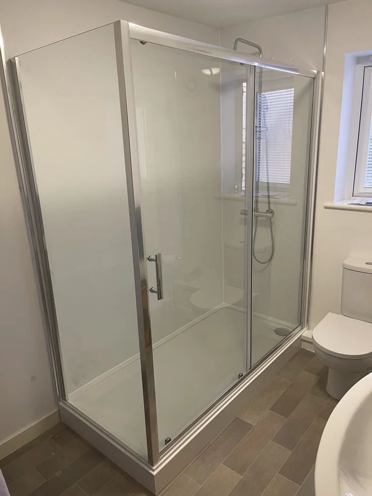 After renovation, bath-to-shower project 96
