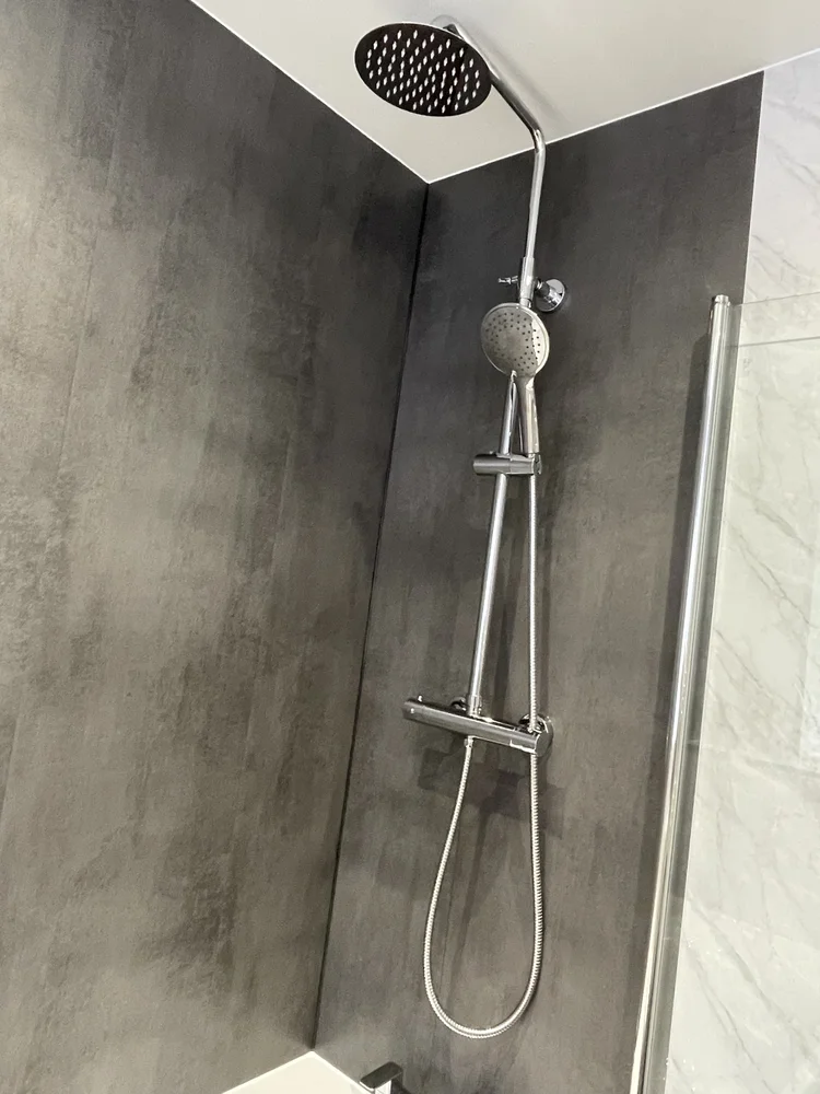 Wall-panelled bathroom installation, photograph 82