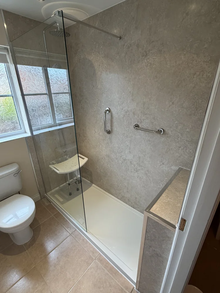 After renovation, bath-to-shower Cramlington project