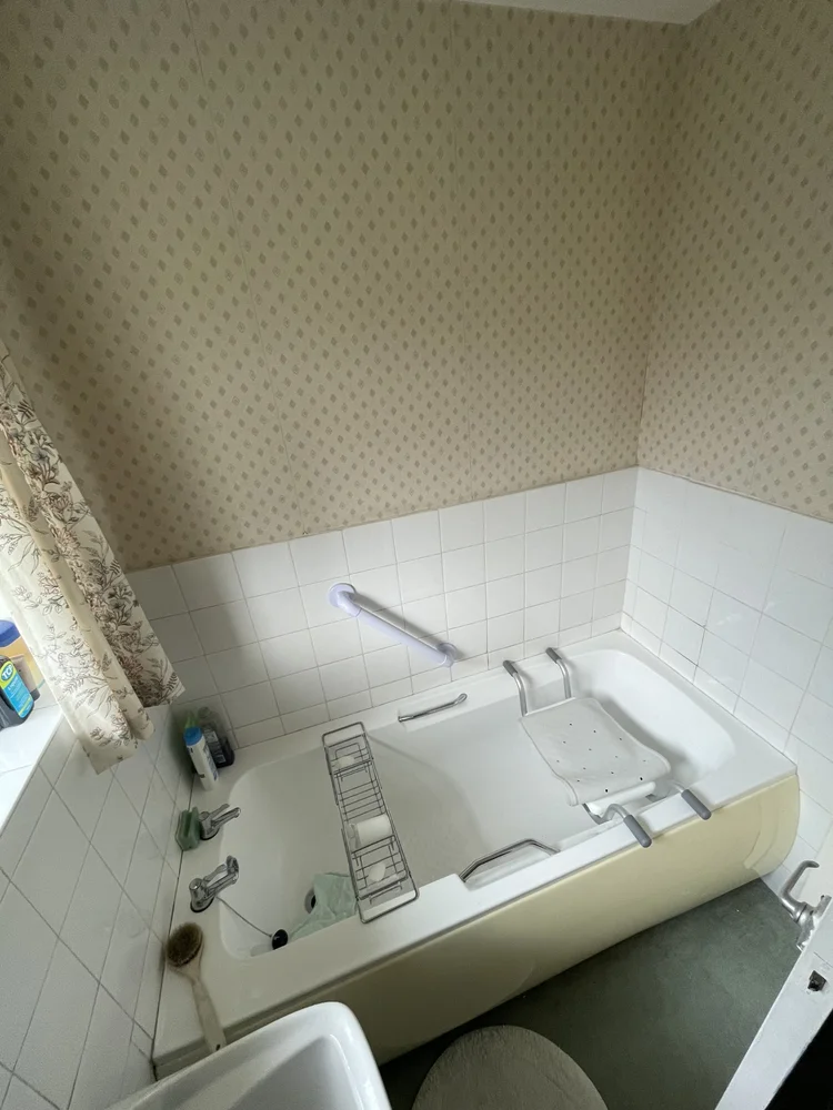 Before renovation, bath-to-shower project 85