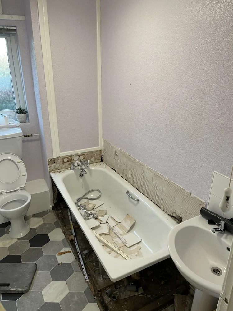 Before renovation, bath-to-shower project 61