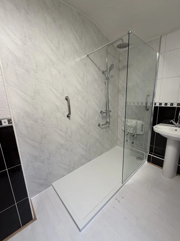 After renovation, bath-to-shower project 26