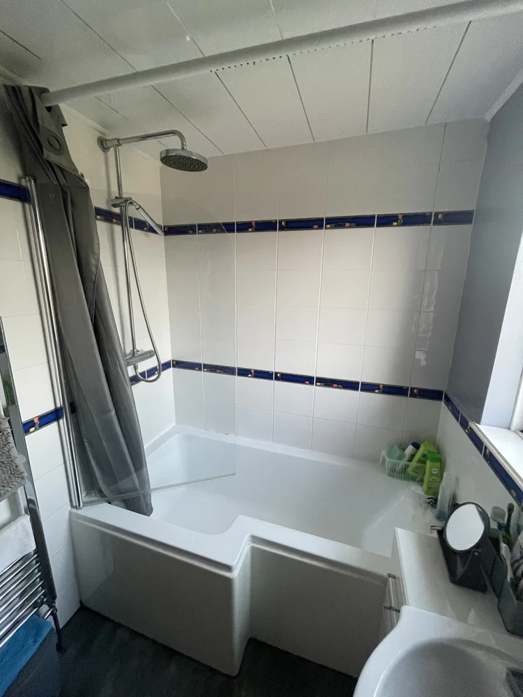Before renovation, bath-to-shower project 122