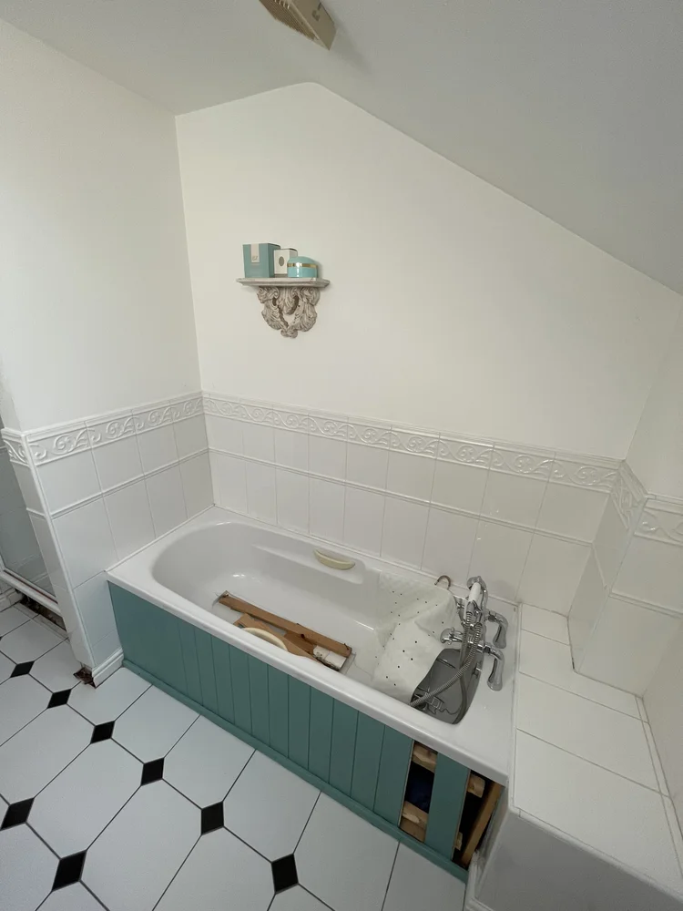 Before renovation, bath-to-shower project 45