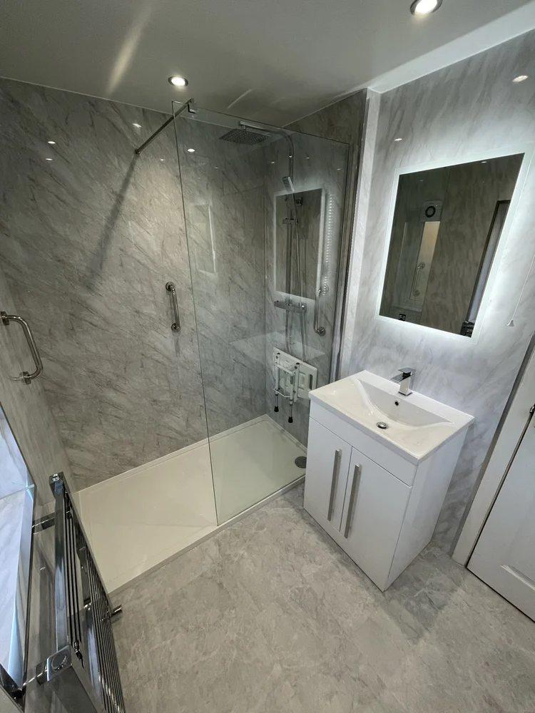 After renovation, bath-to-shower project 59