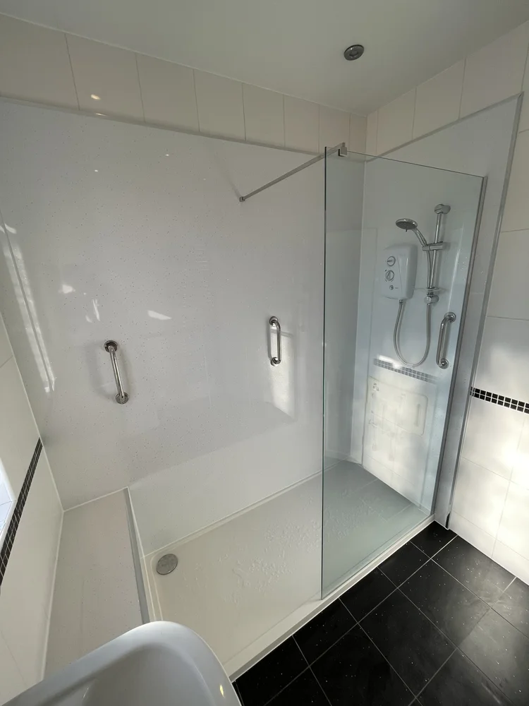 After renovation, bath-to-shower project 48