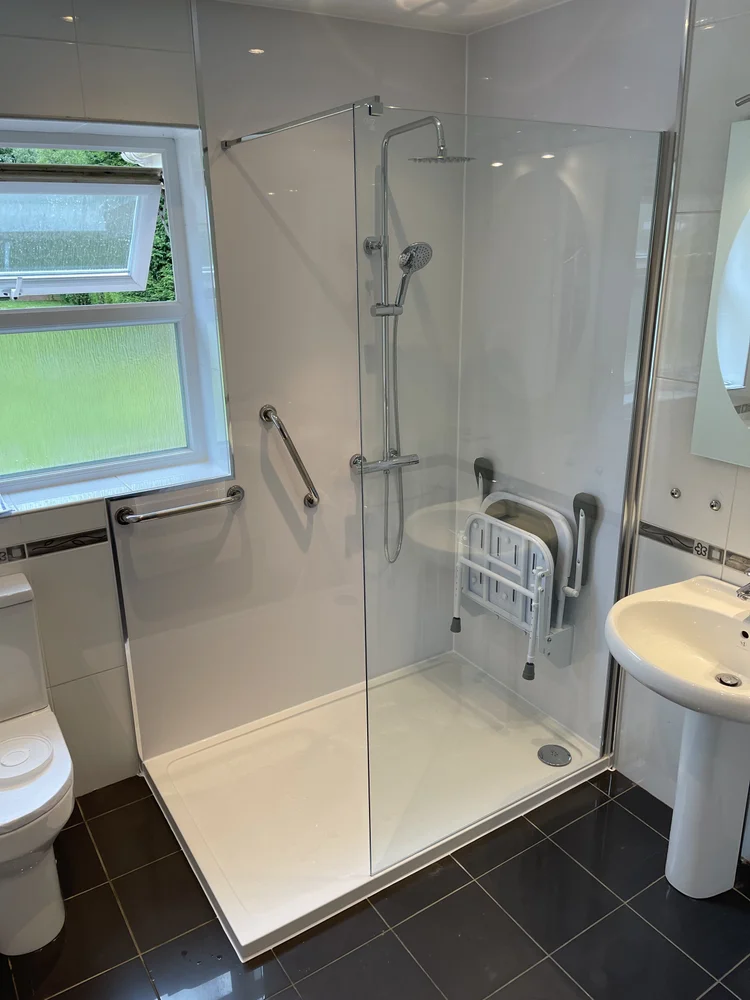 After renovation, bath-to-shower project 70