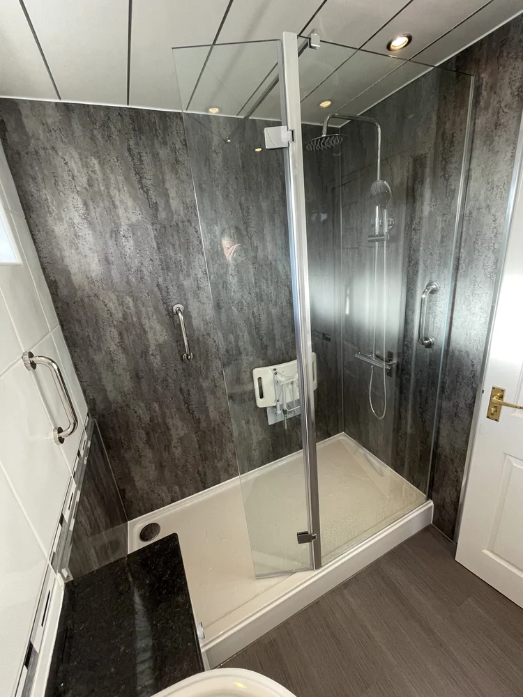 After renovation, bath-to-shower project 91