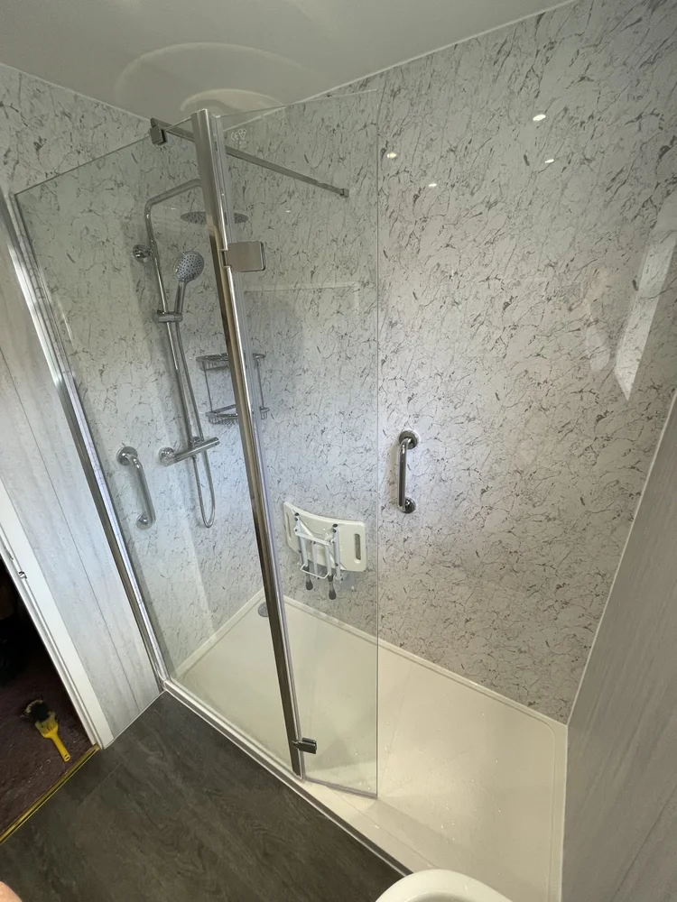After renovation, bath-to-shower project 119