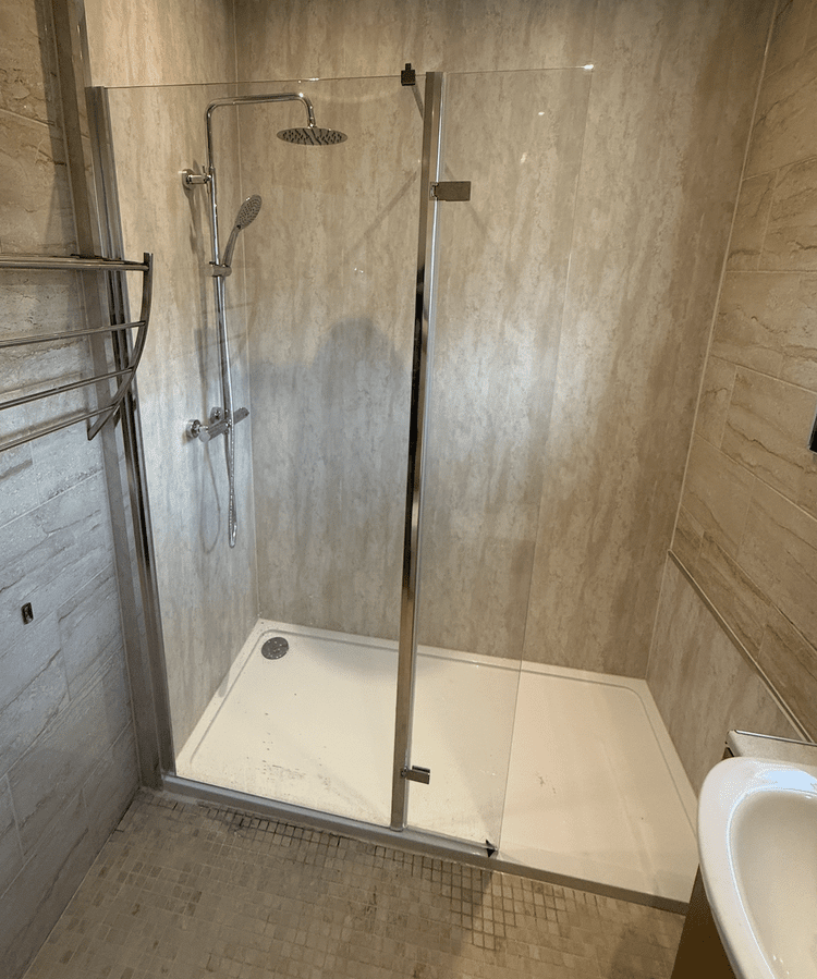 After renovation, bath-to-shower project 12