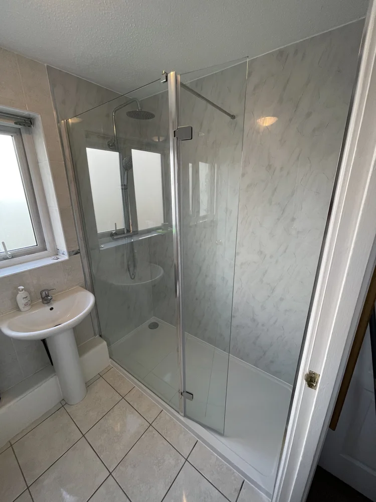 After renovation, bath-to-shower project 43