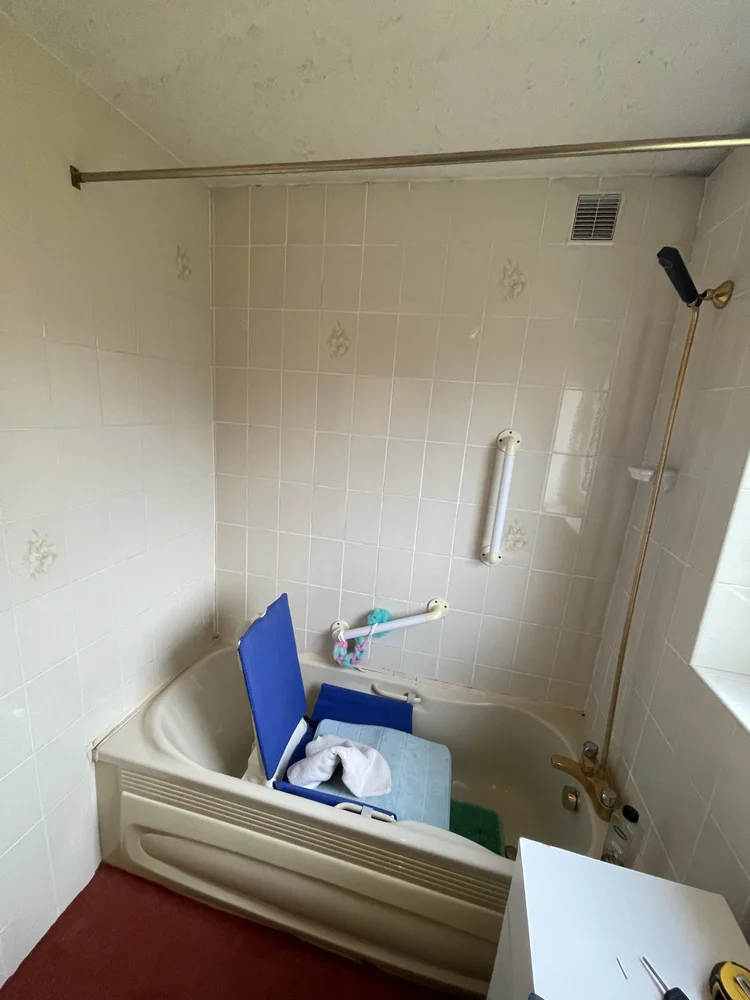 Before renovation, bath-to-shower project 55