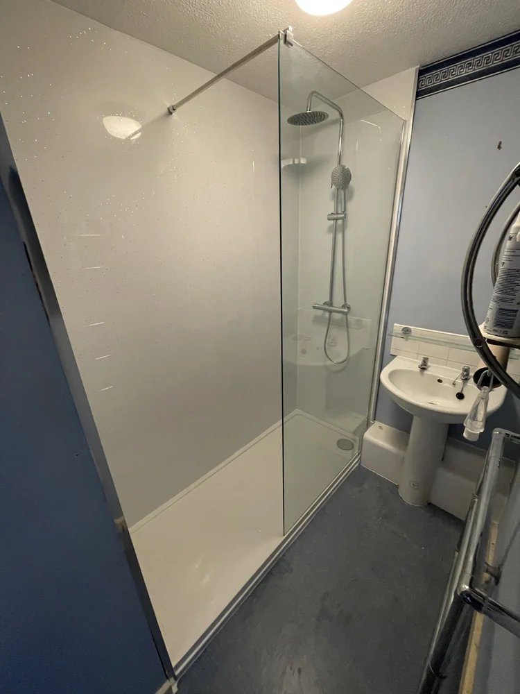 After renovation, bath-to-shower project 37
