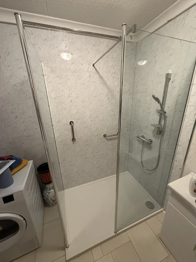 After renovation, bath-to-shower project 13