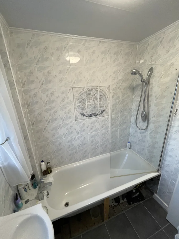 Before renovation, bath-to-shower project 38