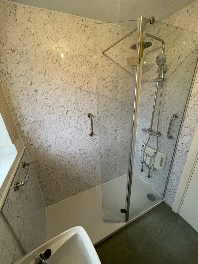 After renovation, bath-to-shower project 85