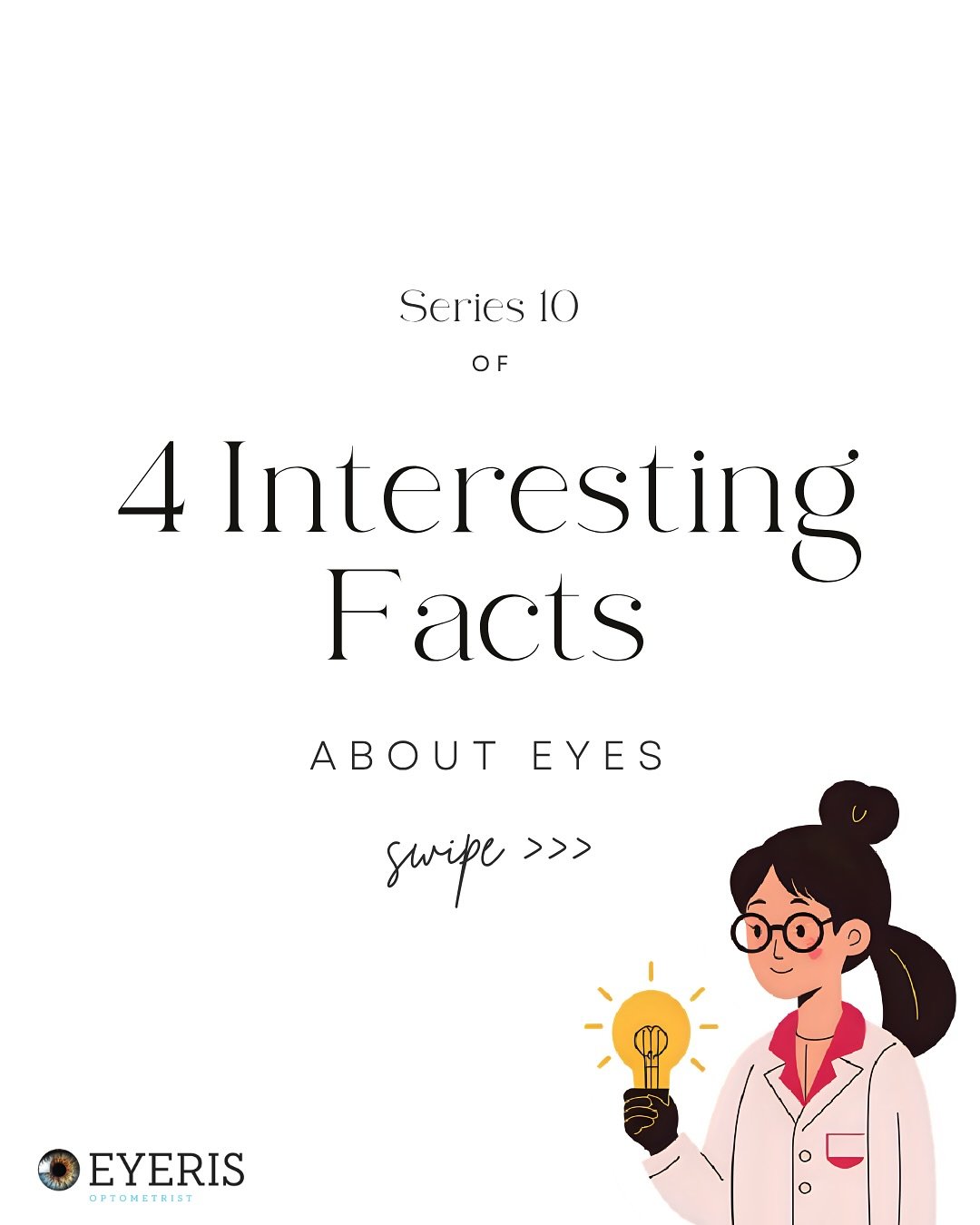 Series 10 of 4 intereresting facts about eyes! There&rsquo;s so much to discover! 👀

#interestingfacts #eyefacts #funfacts #knowledge #newknowledge #eyes #eyehealth #education #eyeeducation #optometrist #optical #optics #vision #eyeris #eyerisoptome