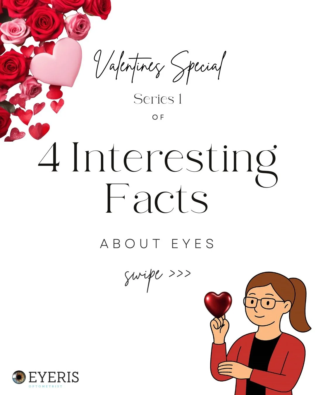 Valentine&rsquo;s special edition Series 1 is here with 4 interesting eye facts to fall for. 
From how your eyes express emotion to the science behind attraction, there&rsquo;s more to your gaze than meets the eye ✨

Swipe through, share the love, an
